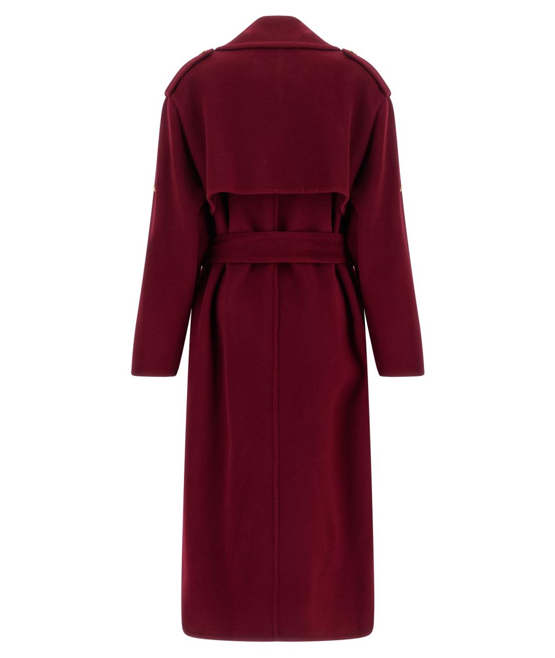 ALBERTA FERRETTI Бордовое шерстяное пальто, фото 2