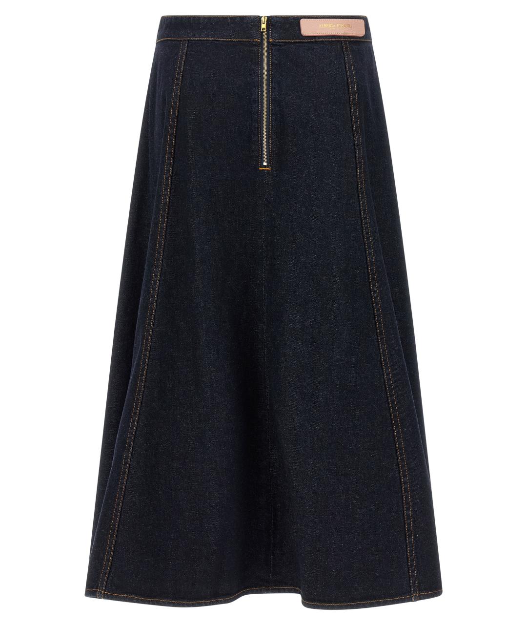 ALBERTA FERRETTI Синяя хлопковая юбка миди, фото 2