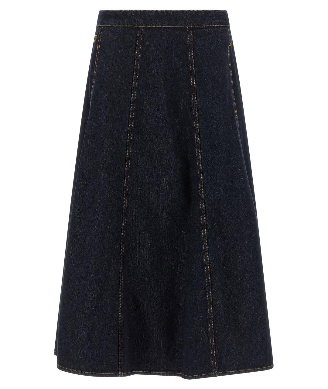 ALBERTA FERRETTI Синяя хлопковая юбка миди, фото 1