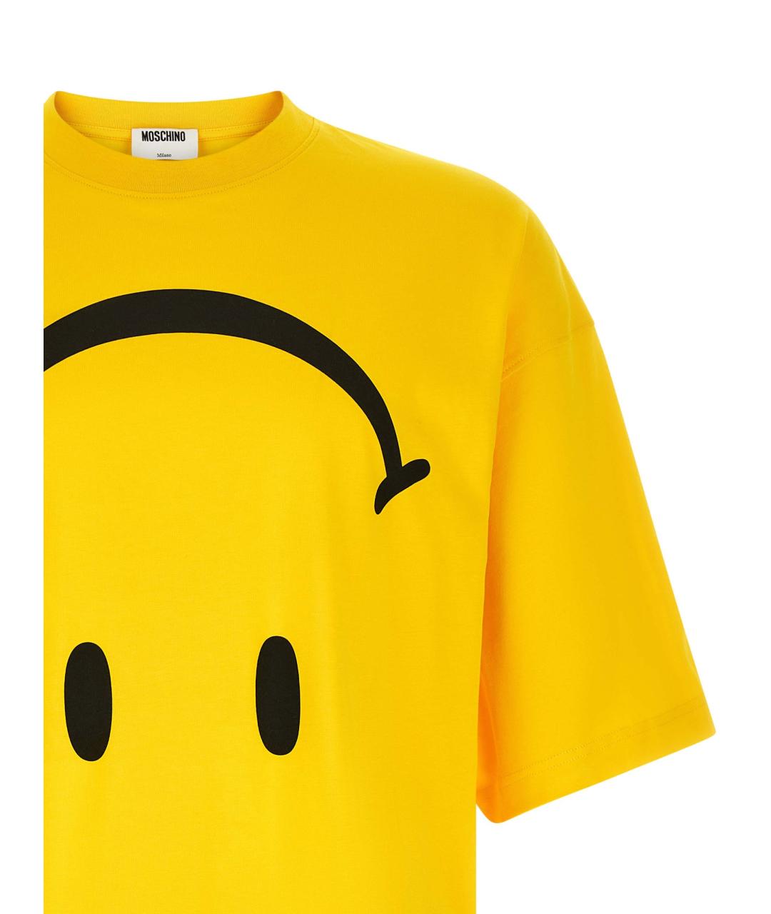 MOSCHINO Желтая хлопковая футболка, фото 3