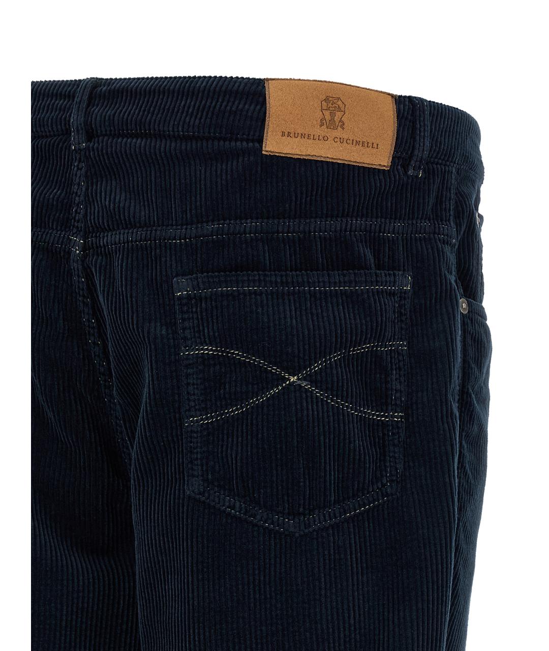 BRUNELLO CUCINELLI Синие хлопковые повседневные брюки, фото 4