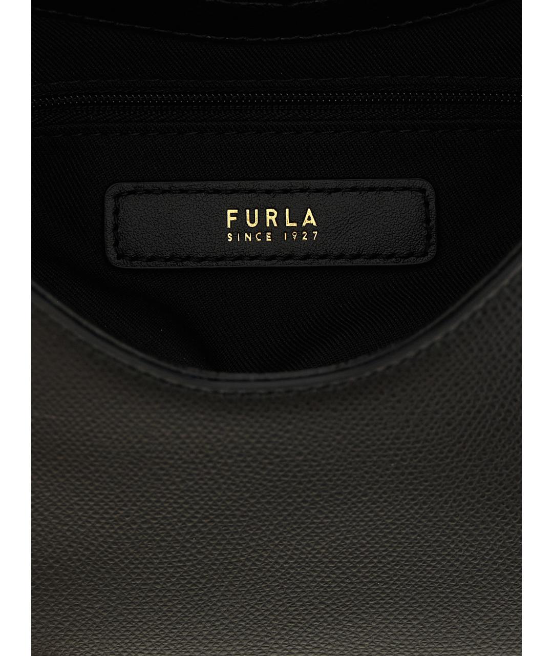 FURLA Черная кожаная сумка с короткими ручками, фото 4