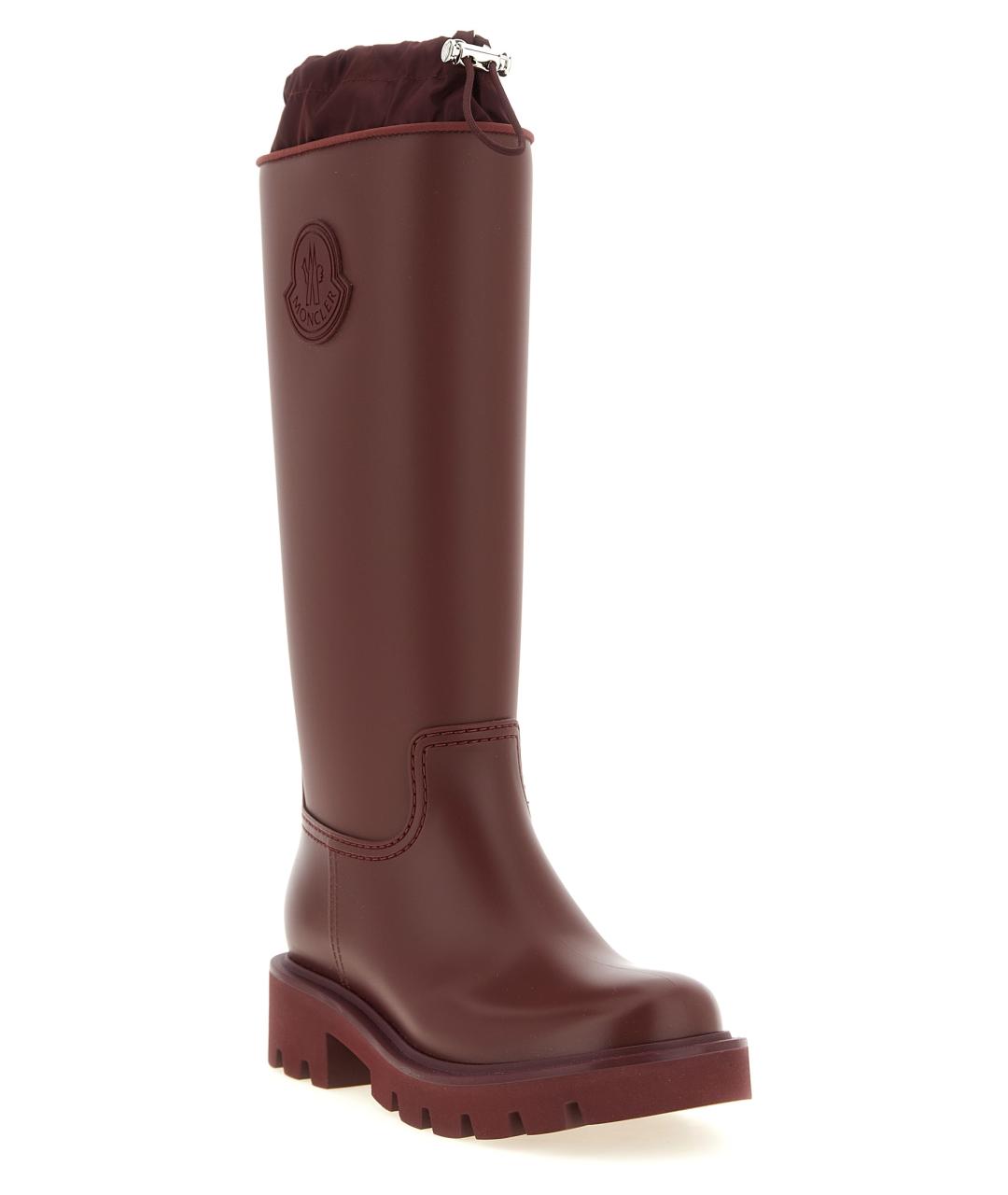 MONCLER Бордовые резиновые сапоги, фото 2