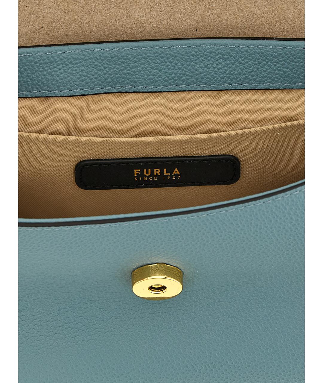 FURLA Голубая кожаная сумка через плечо, фото 4
