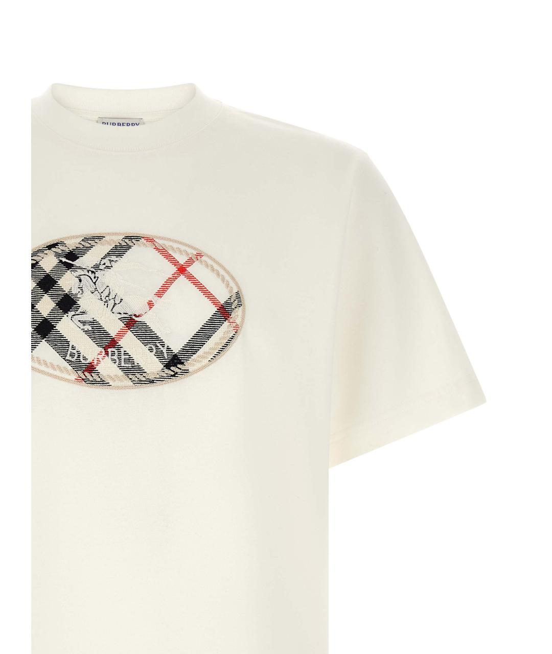BURBERRY Белая хлопковая футболка, фото 3