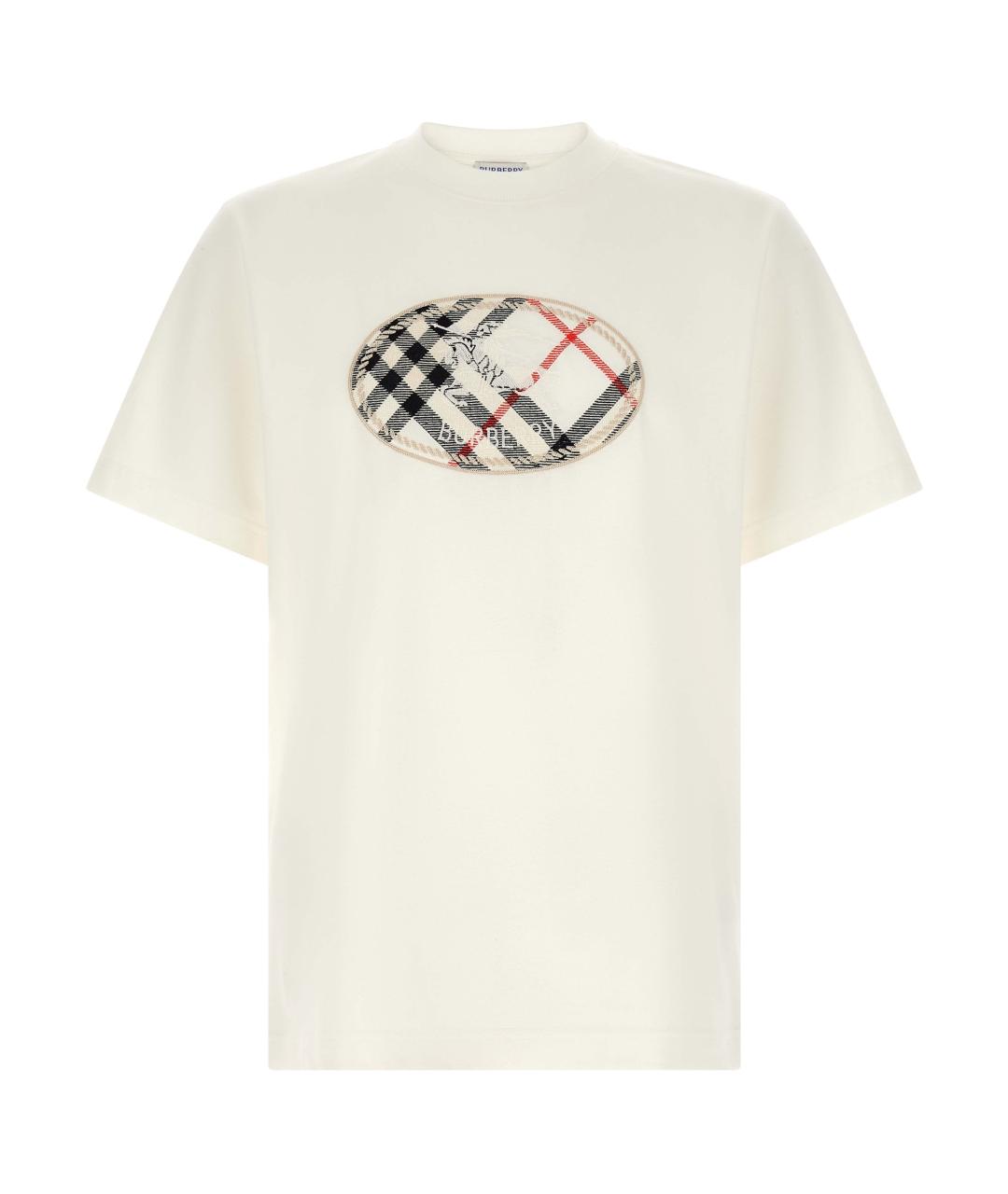 BURBERRY Белая хлопковая футболка, фото 1