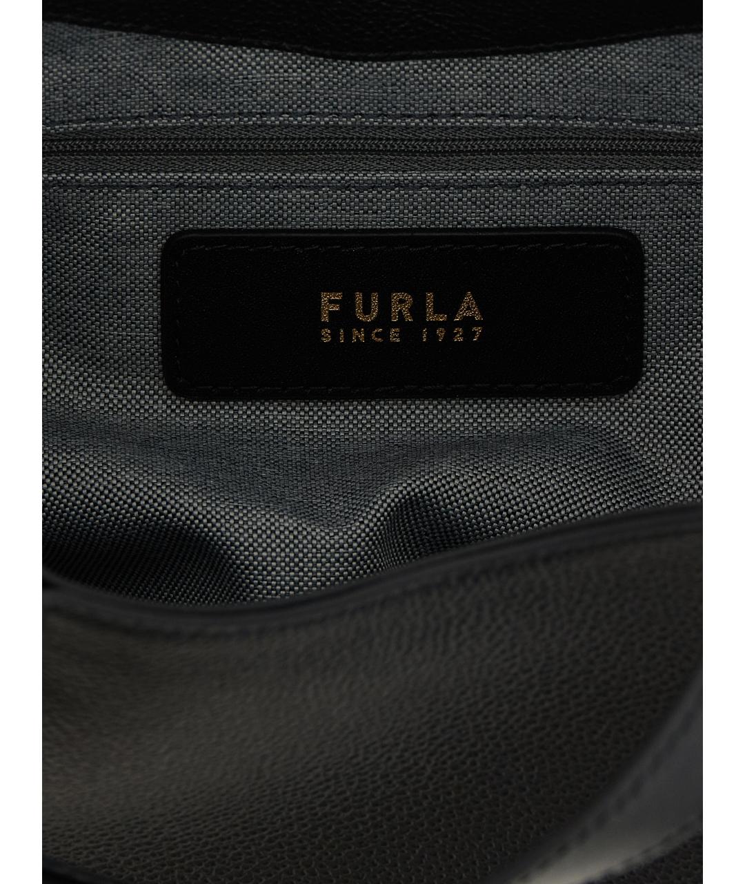FURLA Черная кожаная сумка с короткими ручками, фото 4
