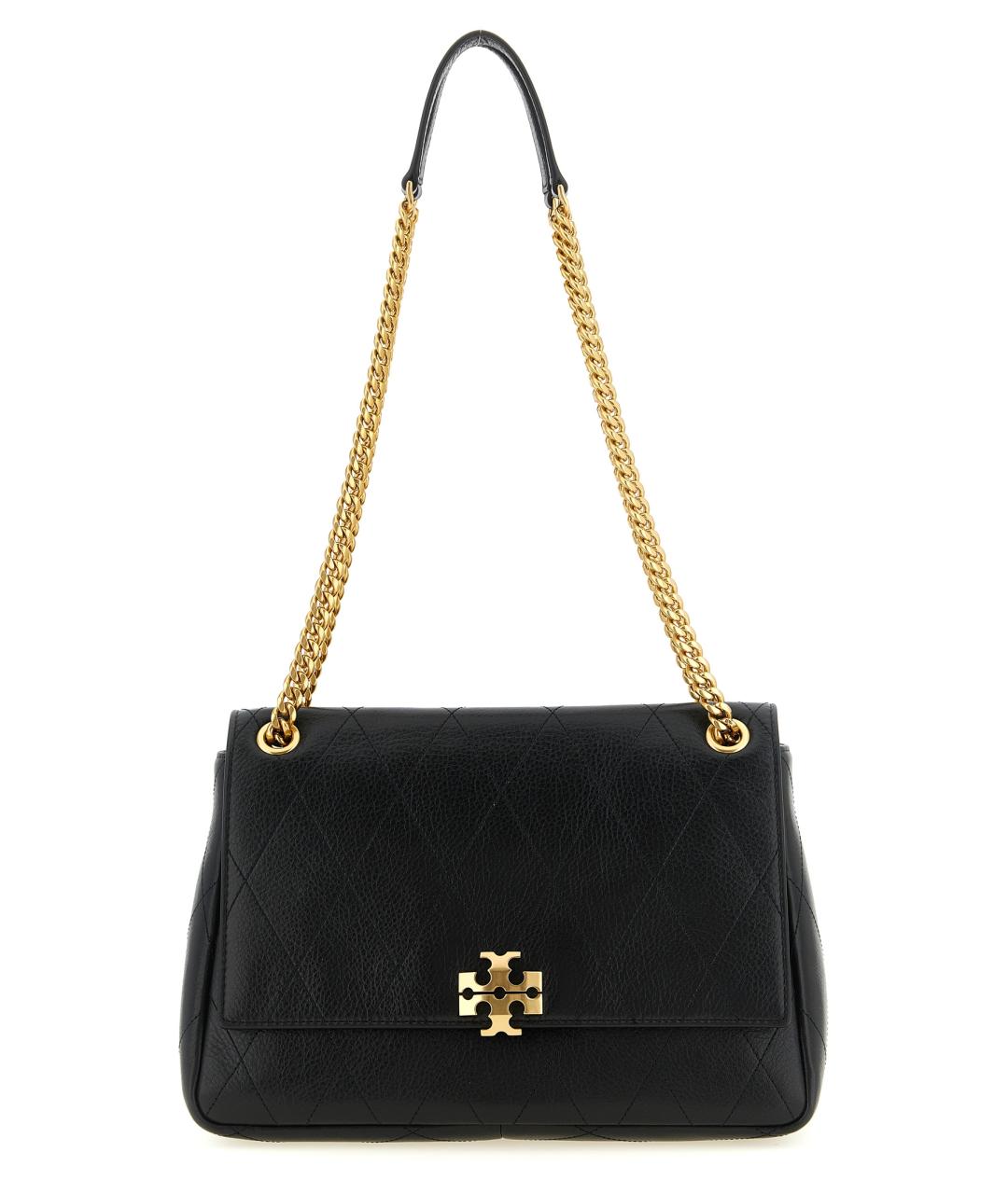 TORY BURCH Черная кожаная сумка с короткими ручками, фото 1