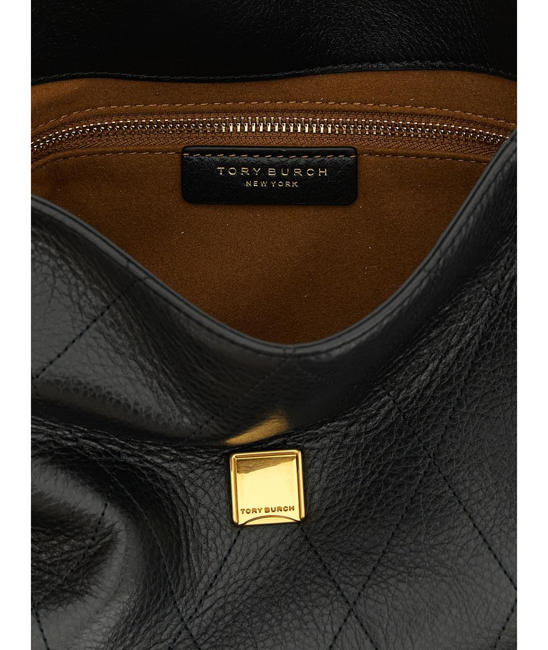 TORY BURCH Черная кожаная сумка с короткими ручками, фото 4