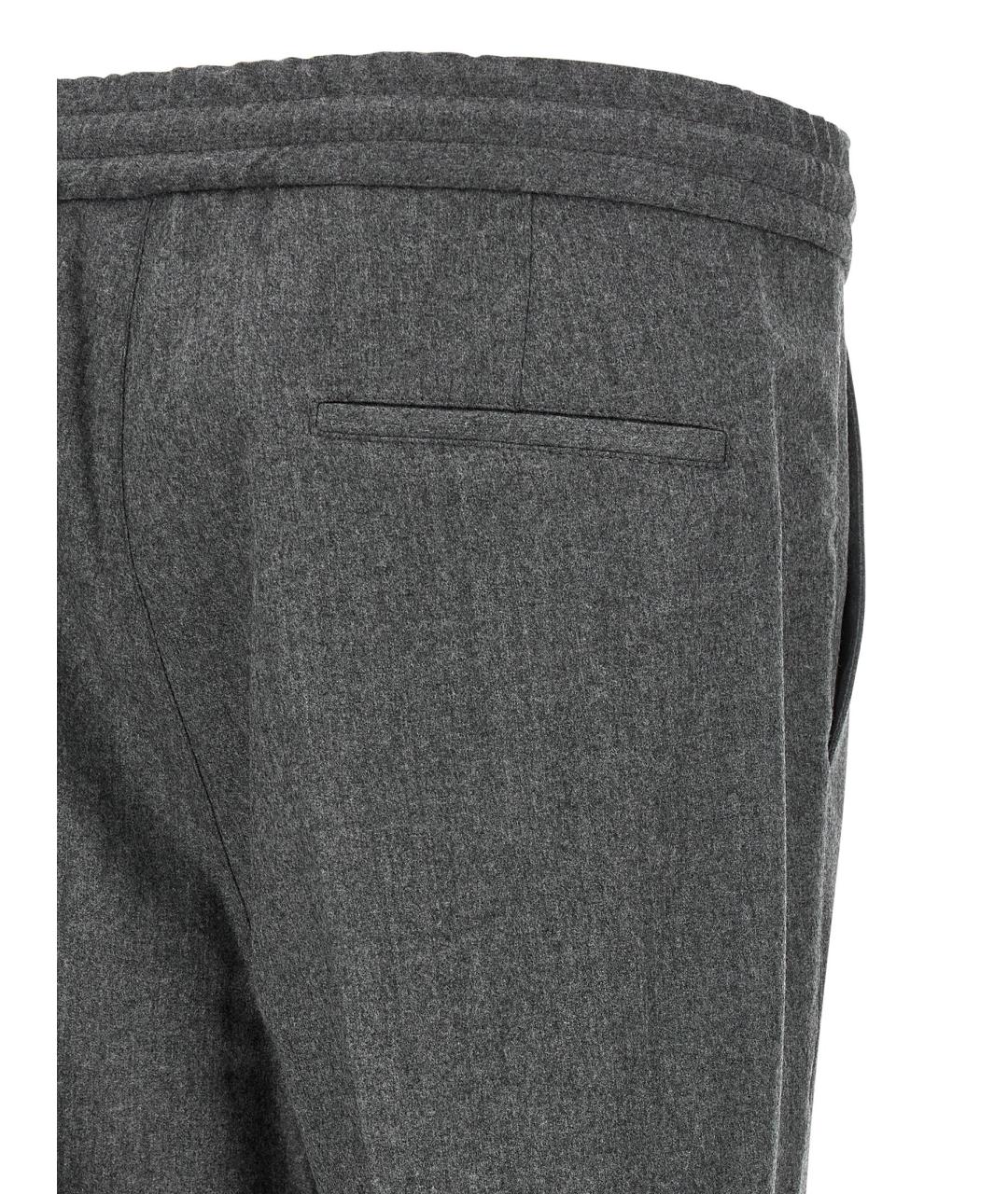 BRUNELLO CUCINELLI Серые шерстяные повседневные брюки, фото 4