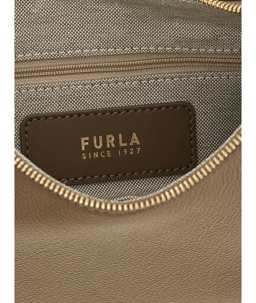 FURLA Бежевая кожаная сумка через плечо, фото 4