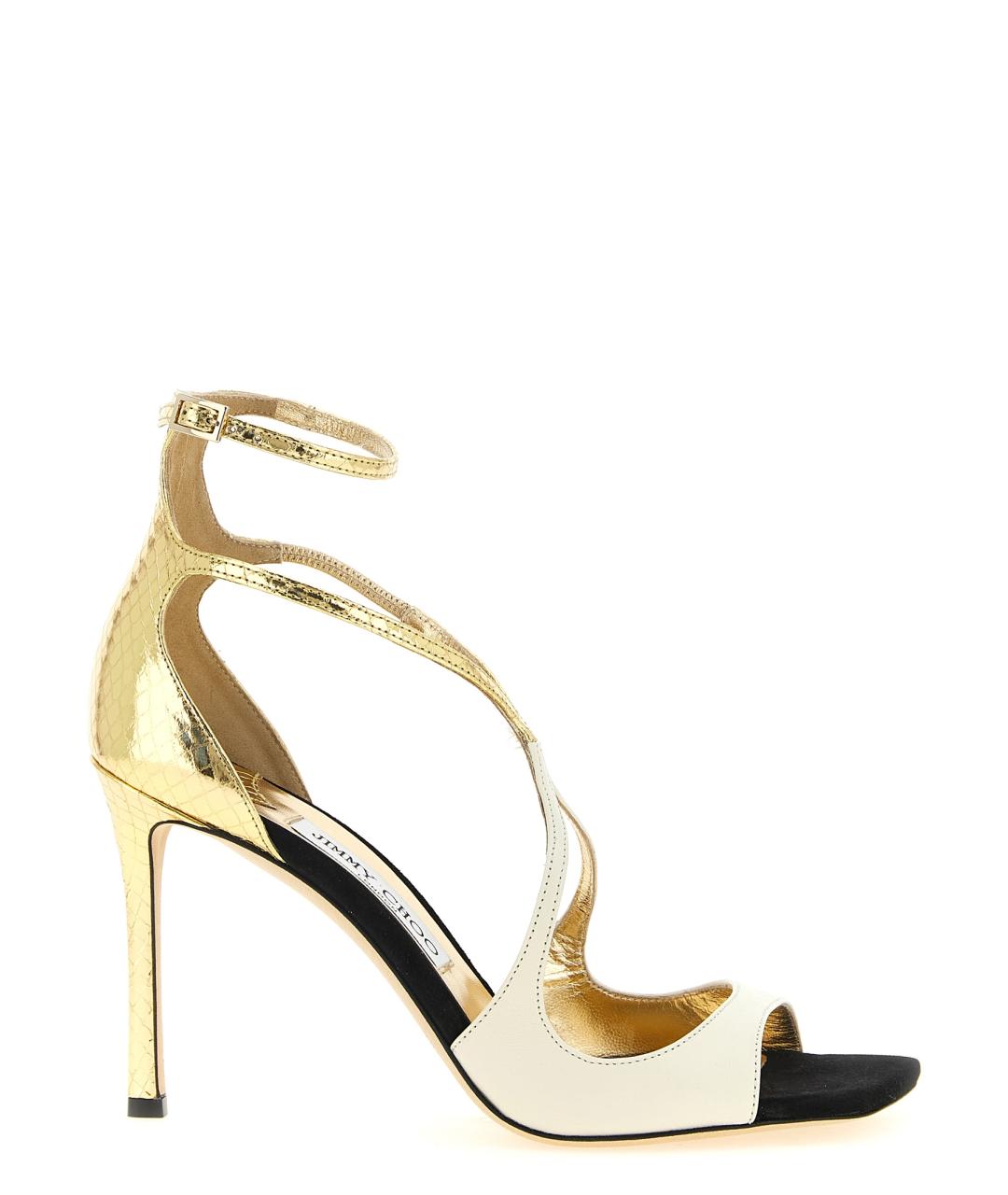 JIMMY CHOO Золотые кожаные босоножки, фото 1