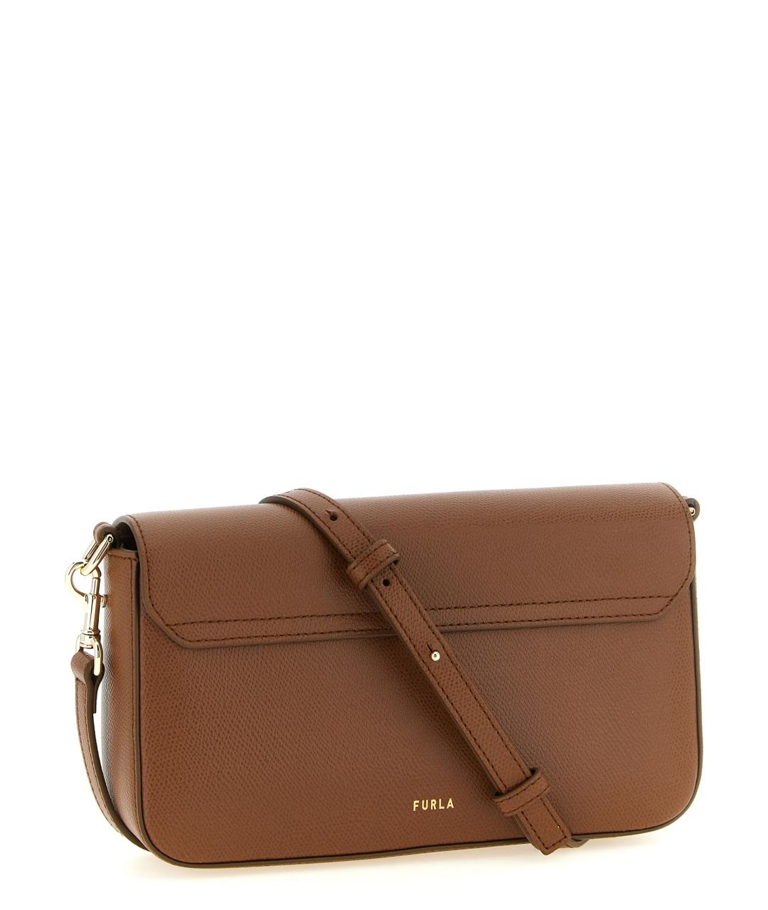 FURLA Коричневая кожаная сумка через плечо, фото 2
