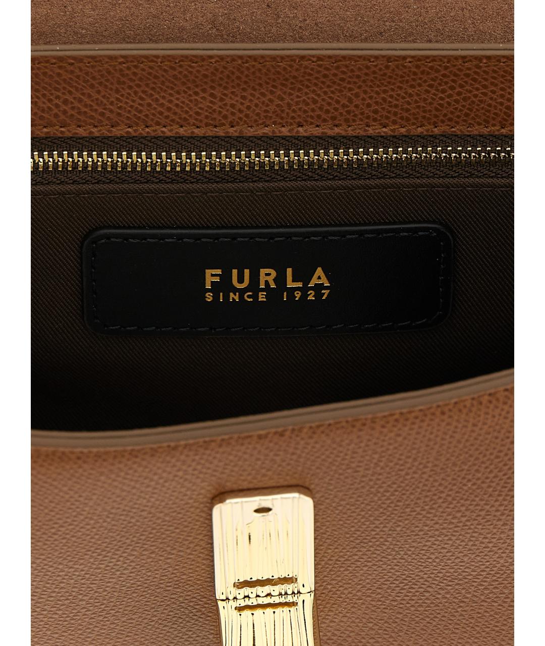 FURLA Коричневая кожаная сумка через плечо, фото 4