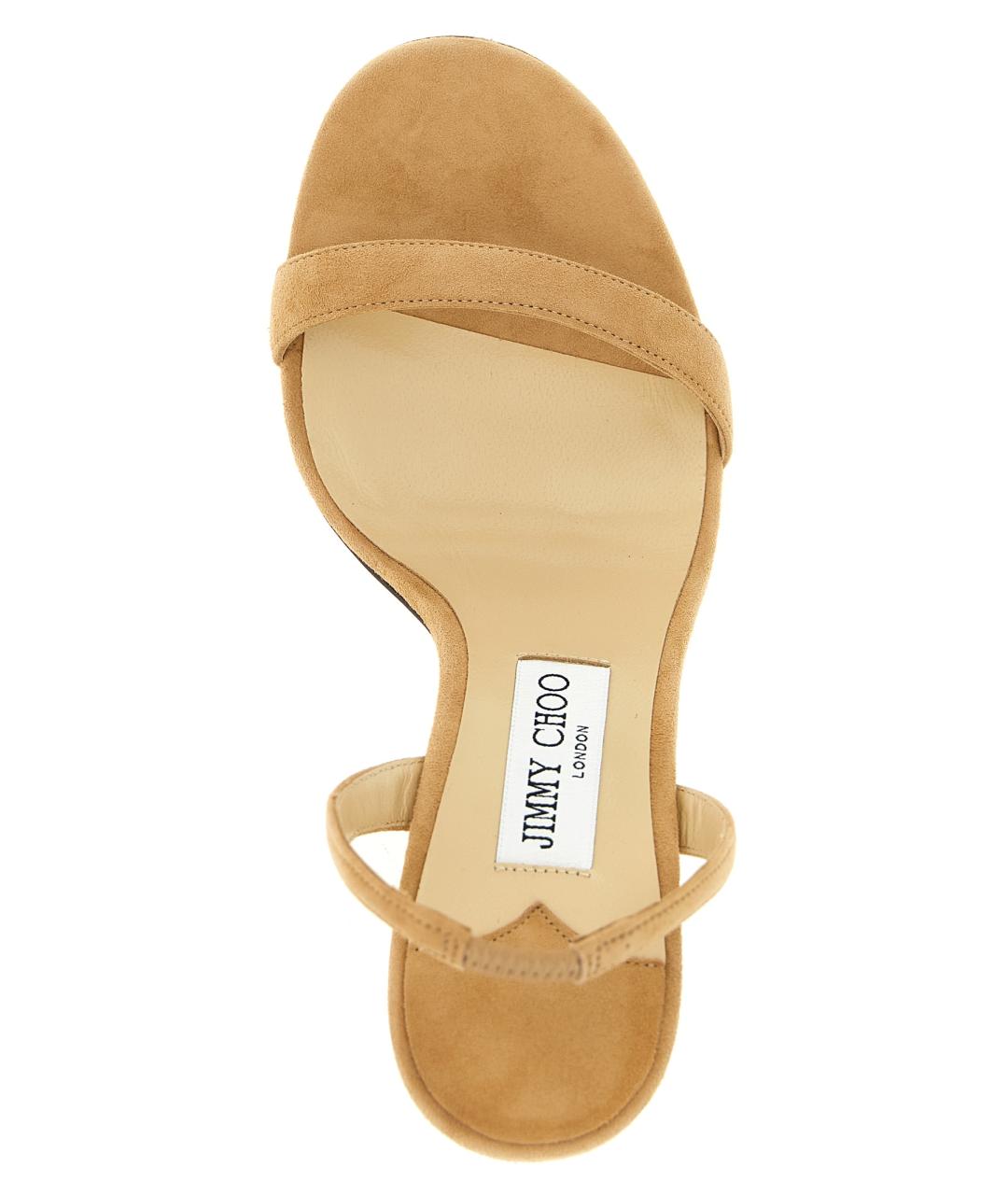 JIMMY CHOO Бежевые замшевые босоножки, фото 4