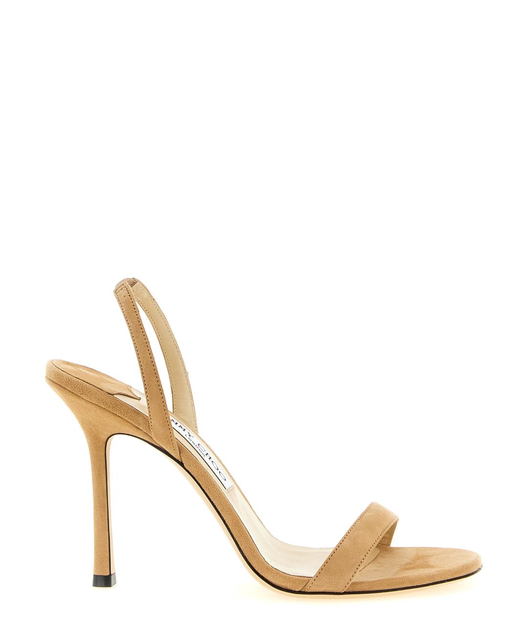 JIMMY CHOO Бежевые замшевые босоножки, фото 1