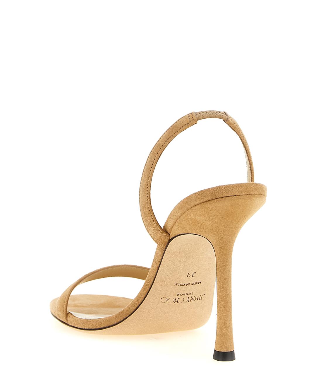 JIMMY CHOO Бежевые замшевые босоножки, фото 3