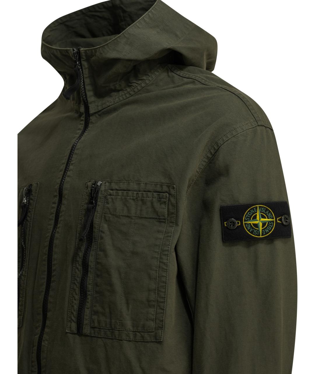 STONE ISLAND Зеленая хлопковая куртка, фото 3