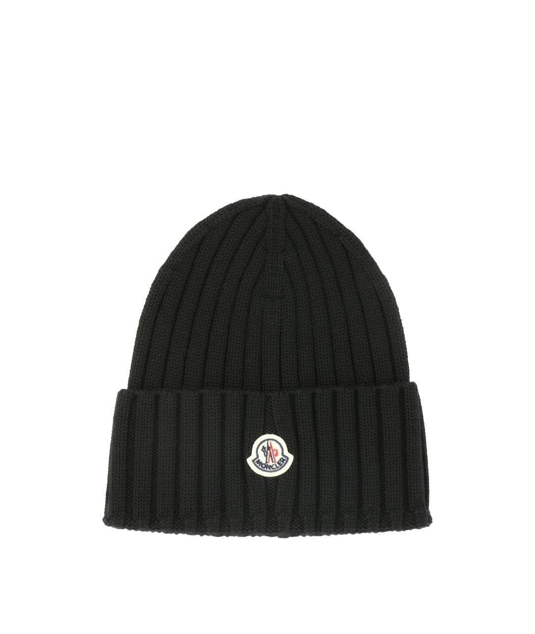 MONCLER Черная шерстяная шапка, фото 1