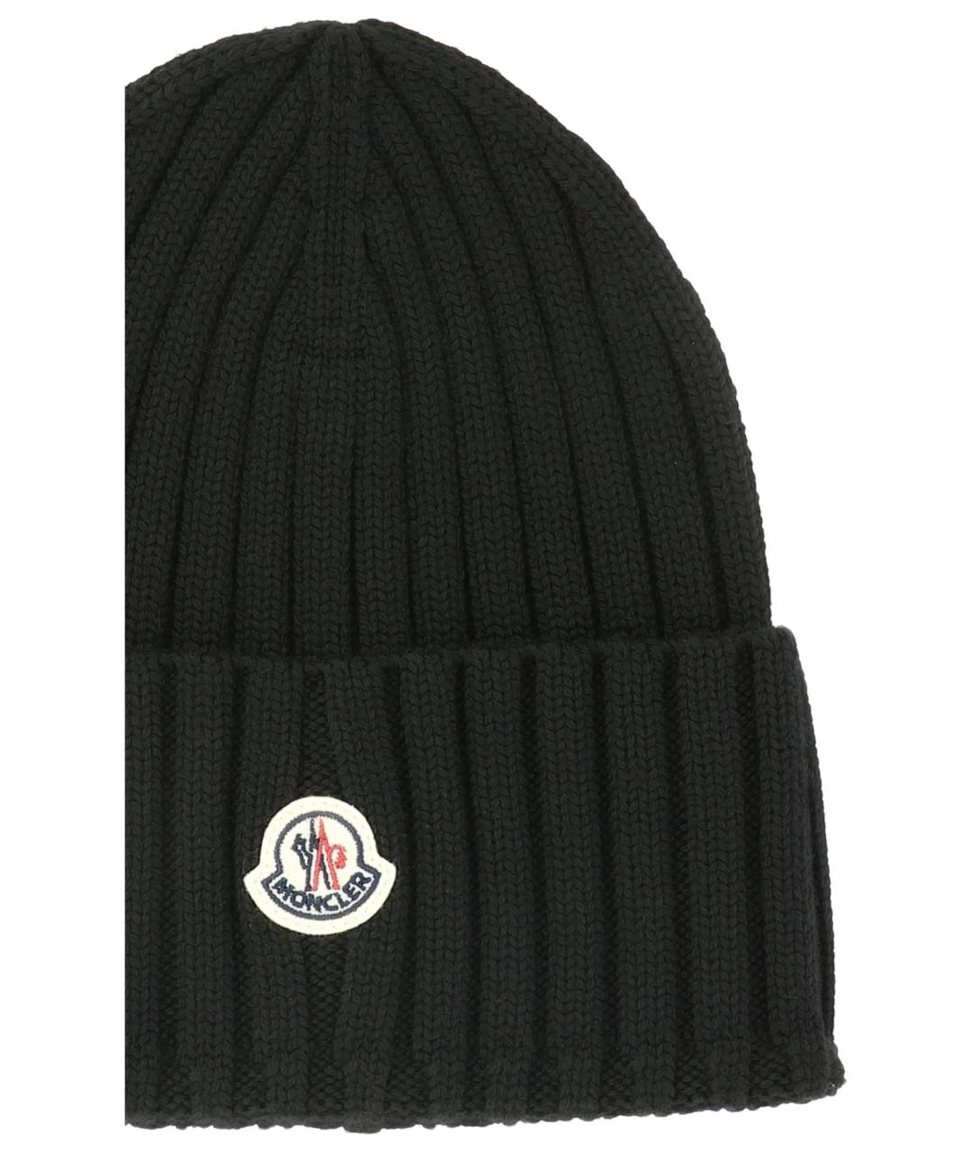 MONCLER Черная шерстяная шапка, фото 2