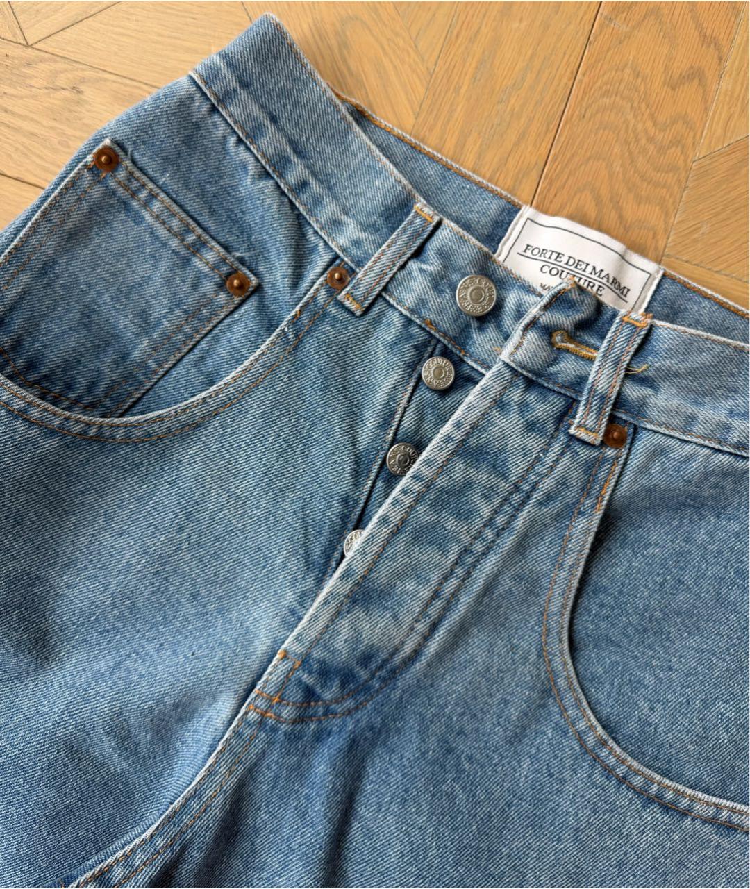 FORTE COUTURE Голубые хлопковые прямые джинсы, фото 5