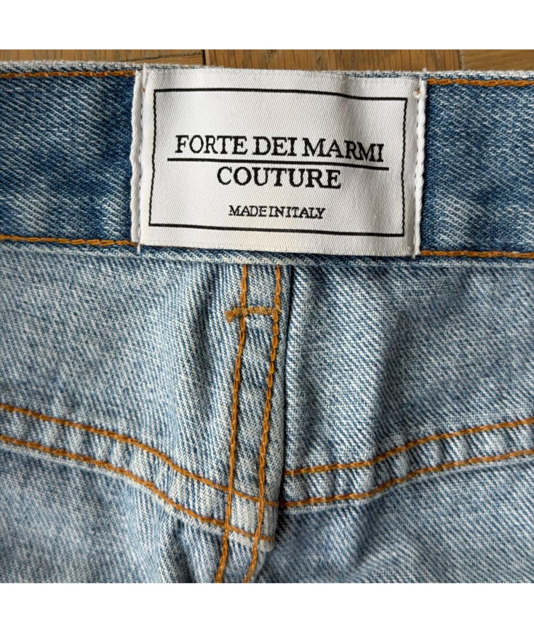 FORTE COUTURE Голубые хлопковые прямые джинсы, фото 4