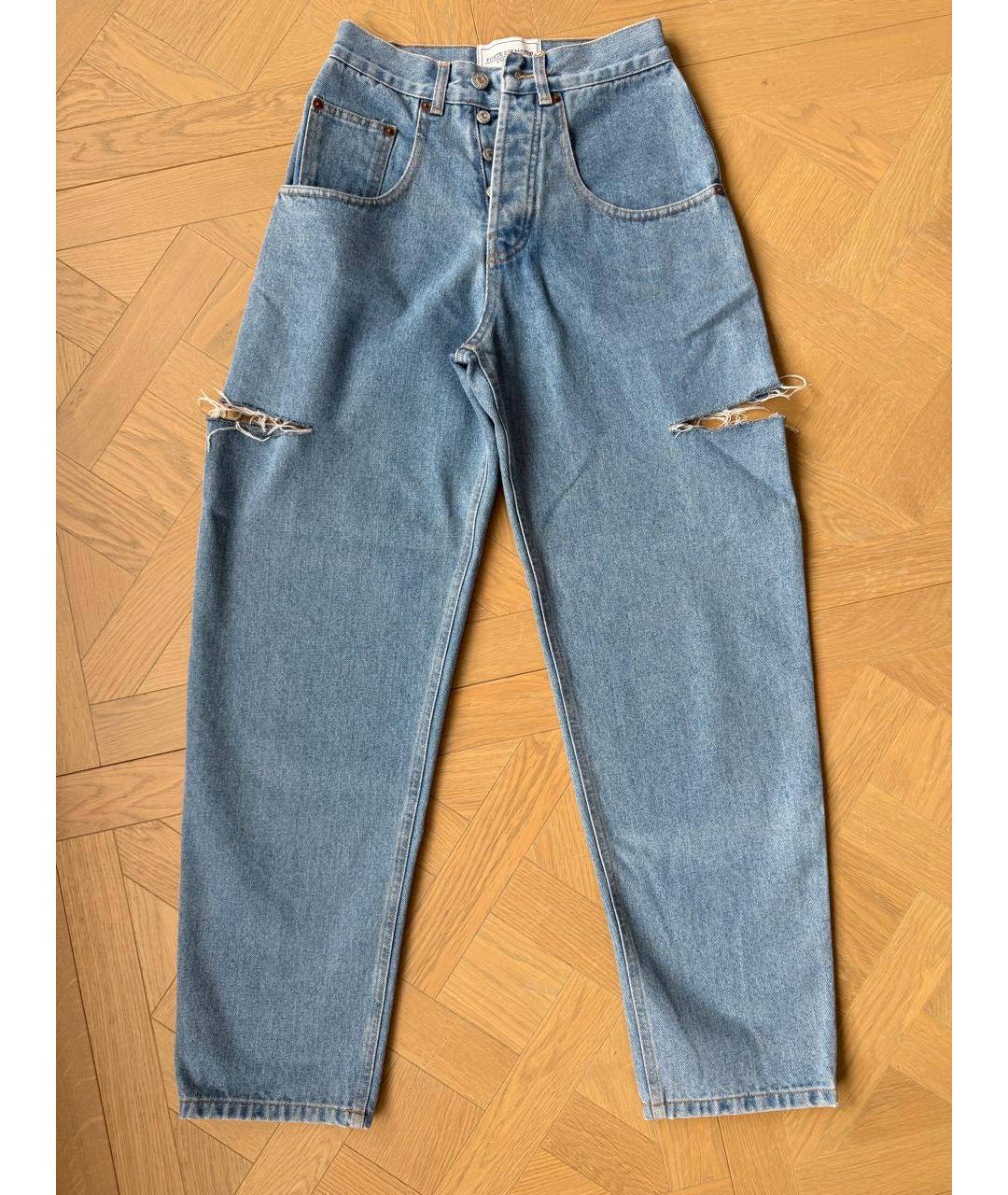FORTE COUTURE Голубые хлопковые прямые джинсы, фото 6