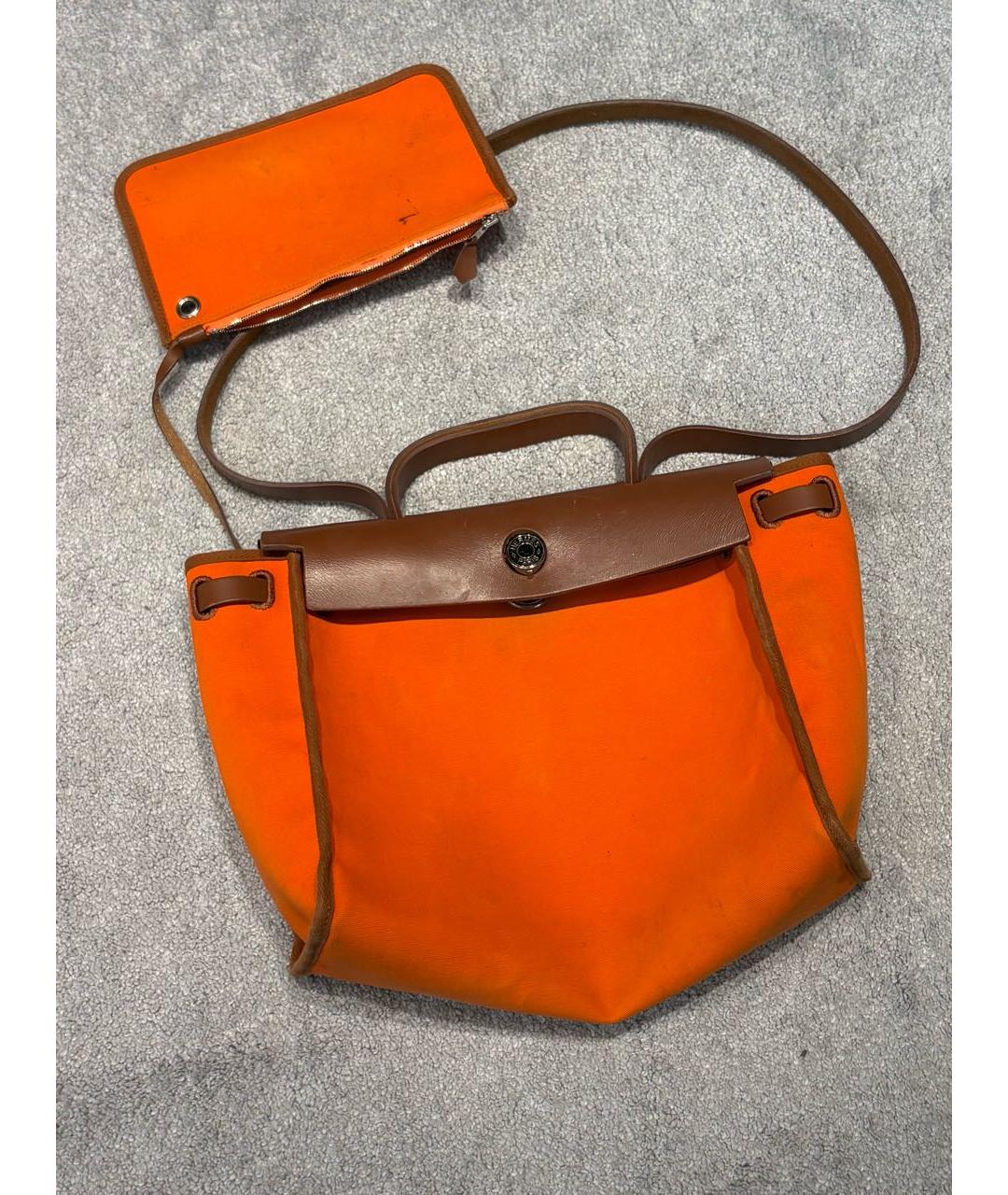 HERMES Оранжевая тканевая сумка через плечо, фото 3