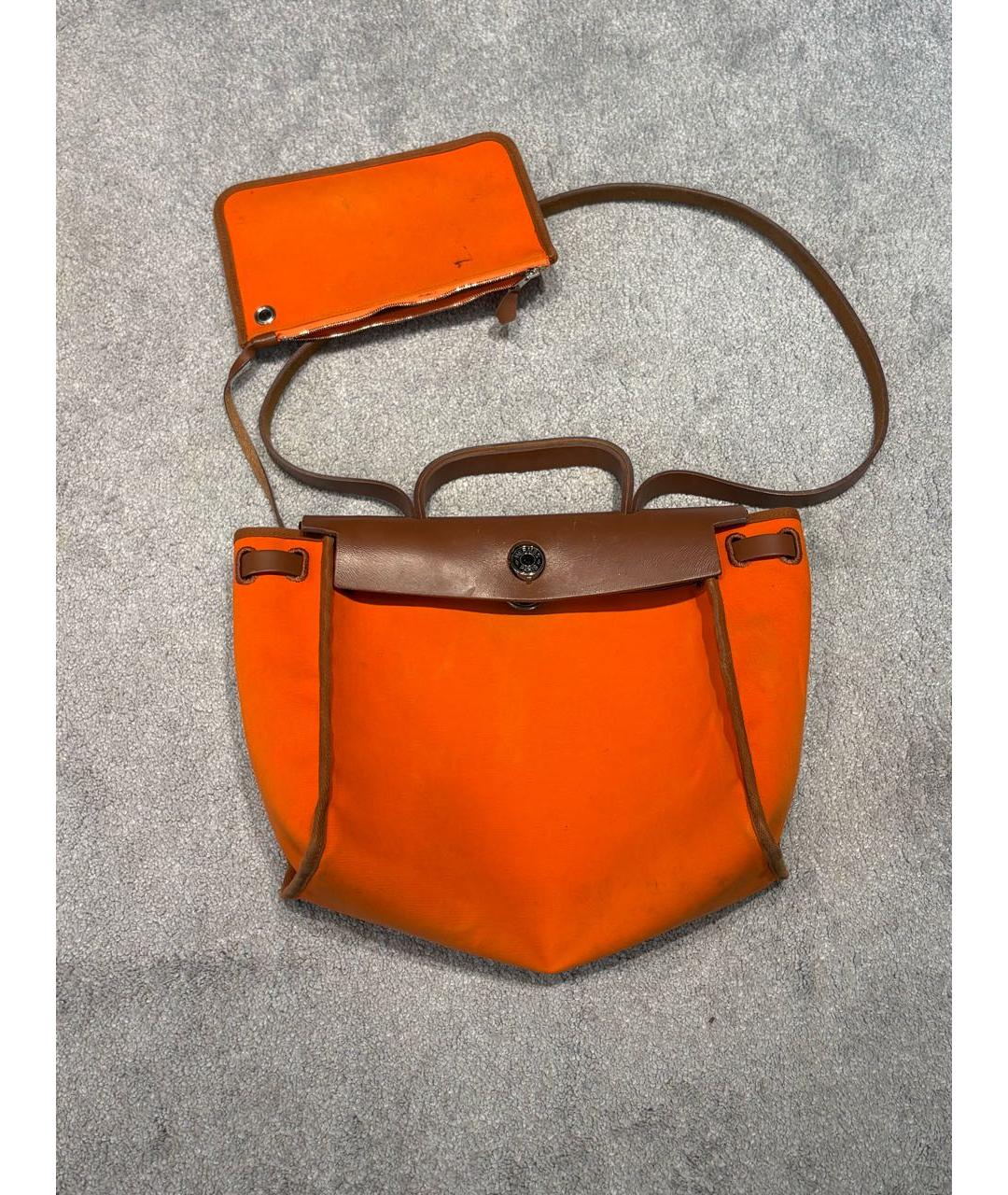 HERMES Оранжевая тканевая сумка через плечо, фото 2