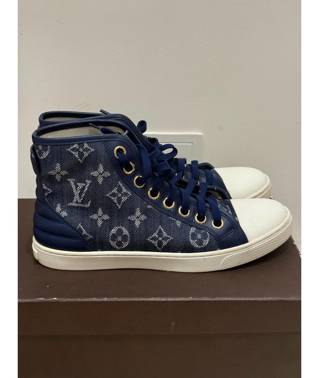 LOUIS VUITTON Темно-синие текстильные кеды, фото 6