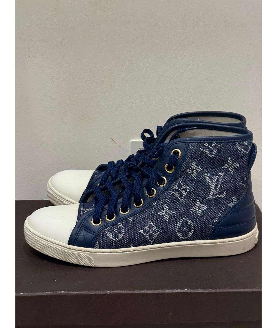 LOUIS VUITTON Темно-синие текстильные кеды, фото 5