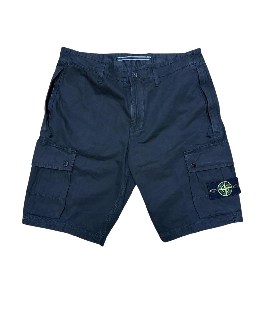 STONE ISLAND Черные хлопковые шорты, фото 1