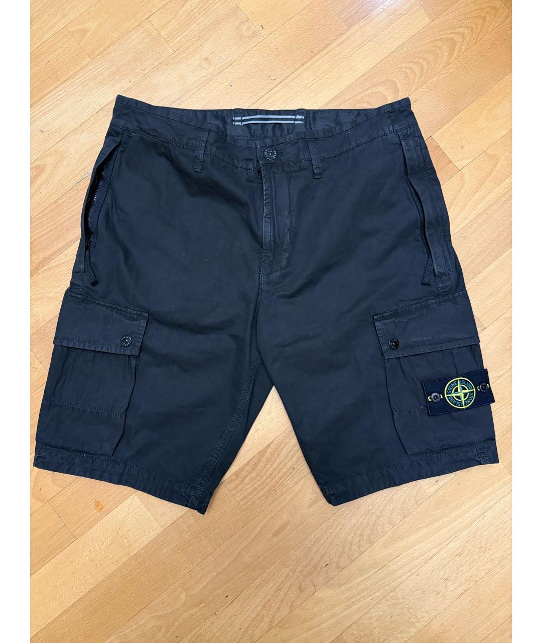 STONE ISLAND Черные хлопковые шорты, фото 5
