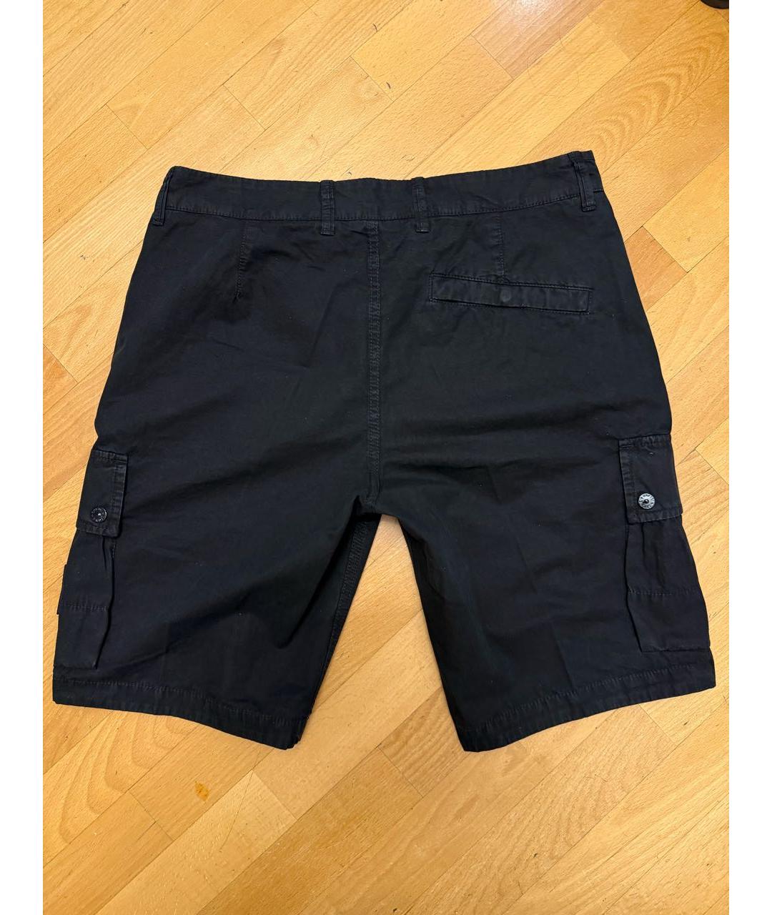 STONE ISLAND Черные хлопковые шорты, фото 2