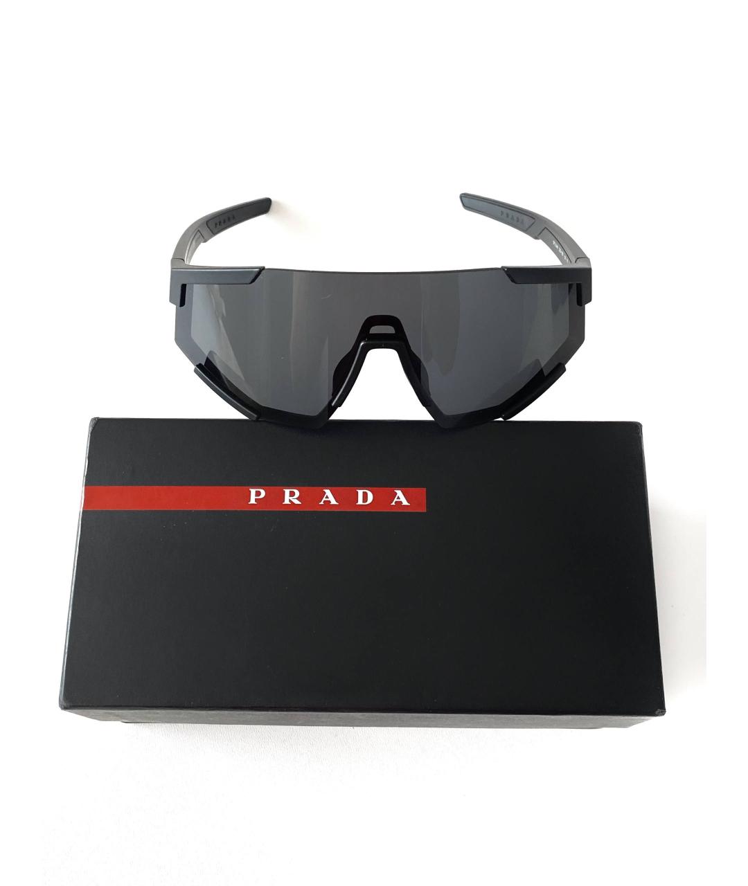 PRADA Черные пластиковые солнцезащитные очки, фото 8