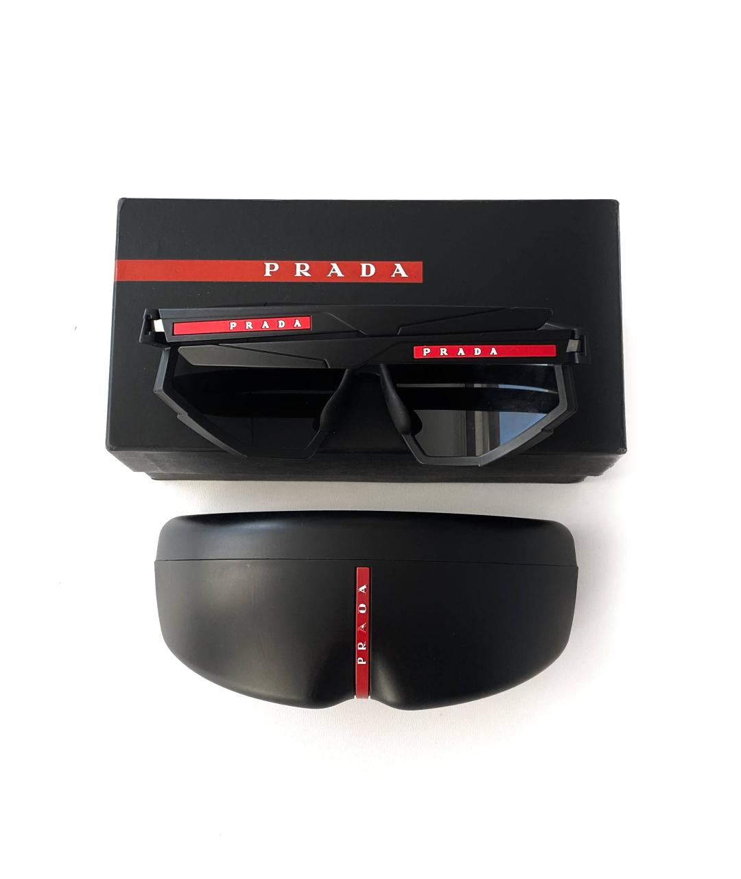 PRADA Черные пластиковые солнцезащитные очки, фото 3