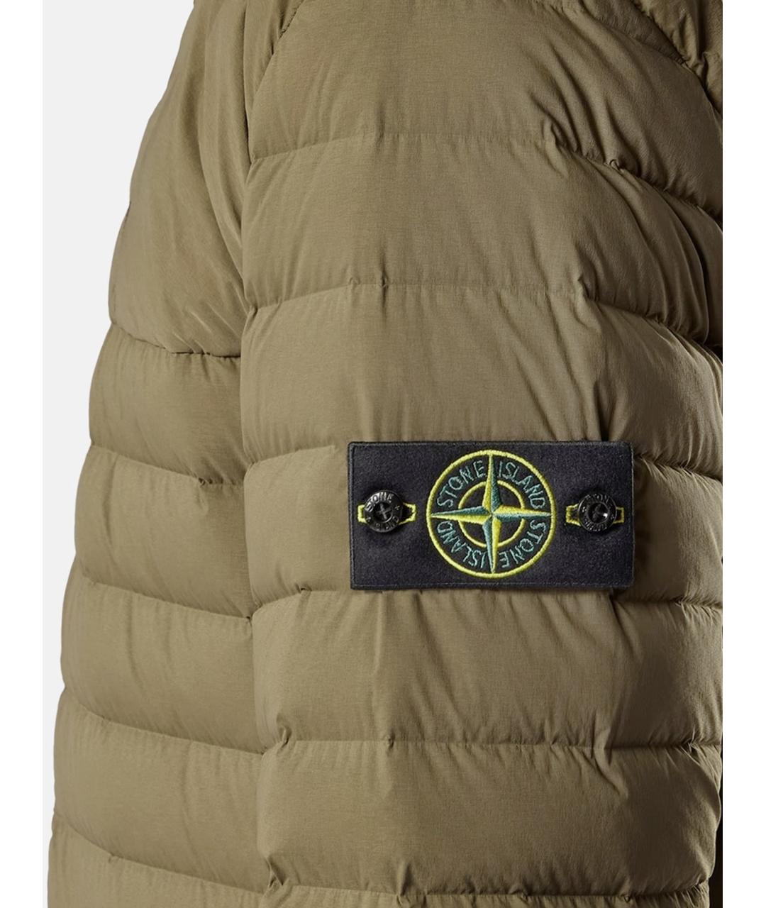 STONE ISLAND Хаки полиамидовый пуховик, фото 3