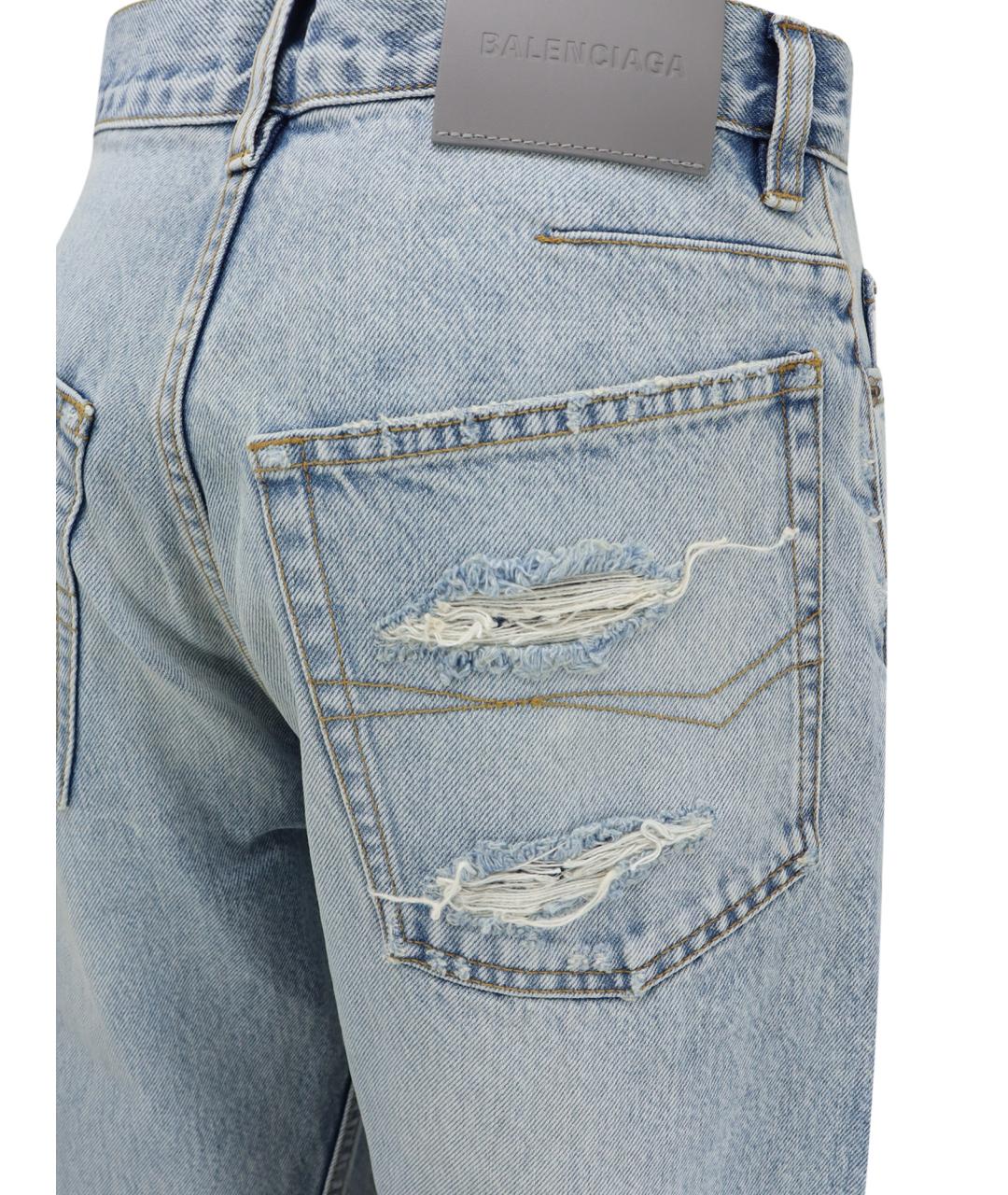 BALENCIAGA Голубые хлопковые прямые джинсы, фото 3