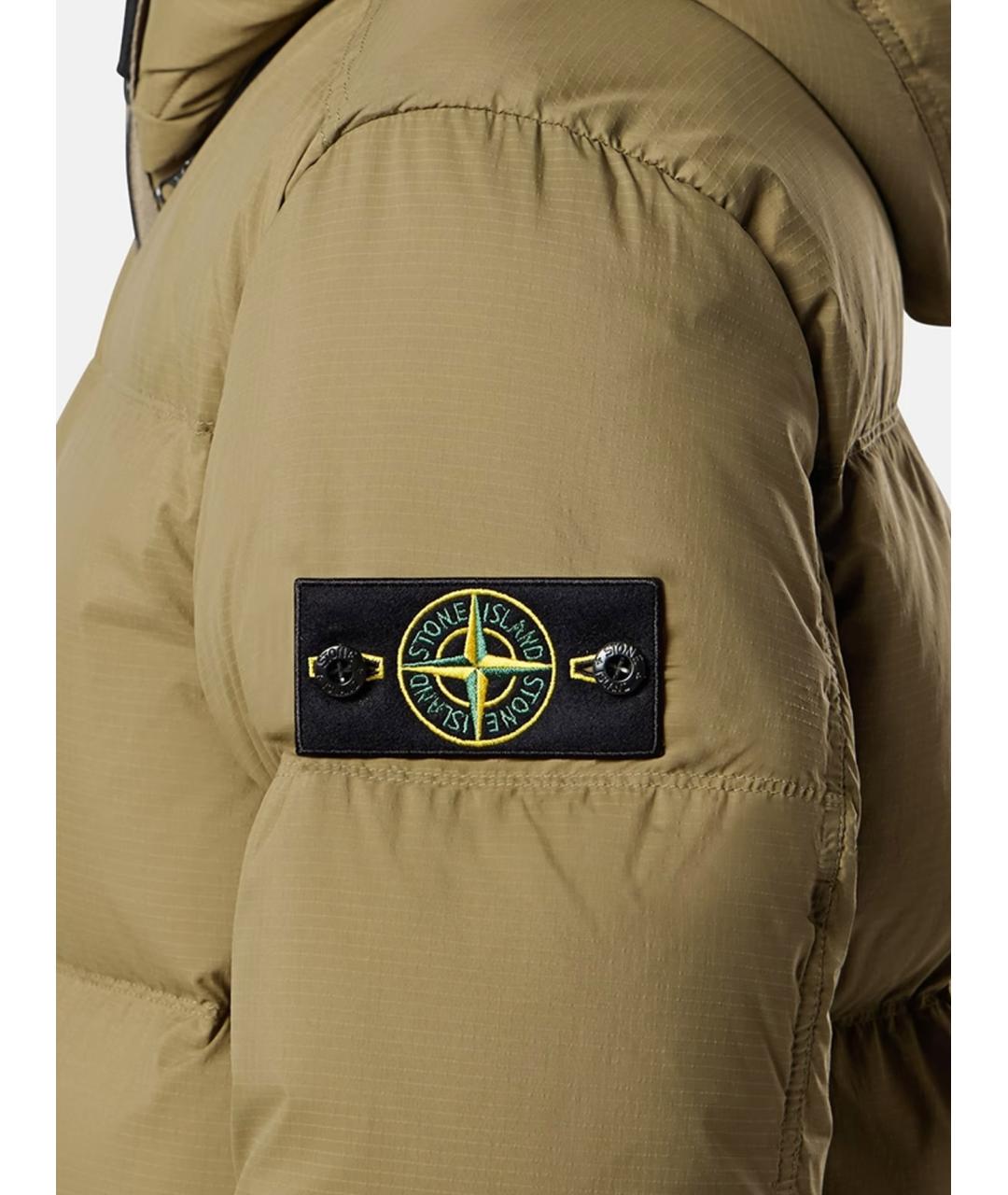 STONE ISLAND Хаки полиамидовый пуховик, фото 3