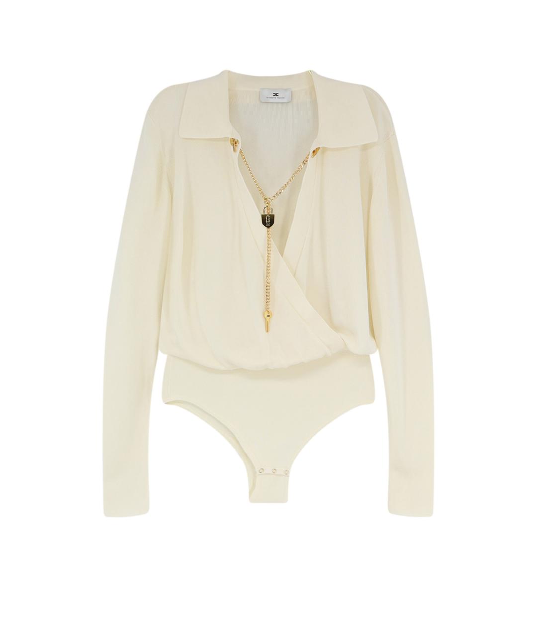 ELISABETTA FRANCHI Бежевое вискозное боди, фото 1
