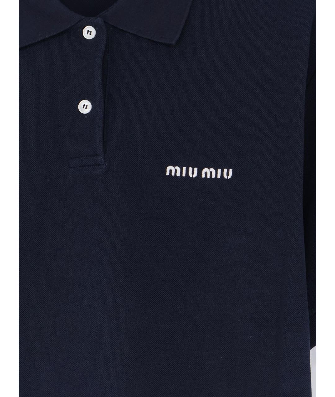 MIU MIU Темно-синяя хлопковая футболка, фото 3