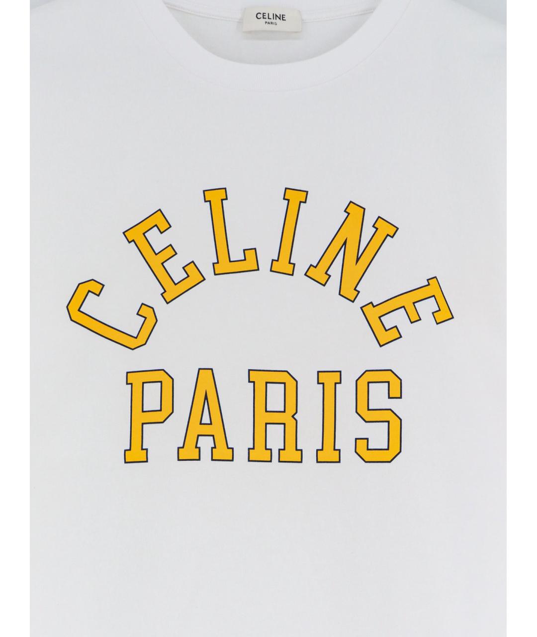 CELINE Белая хлопковая футболка, фото 3