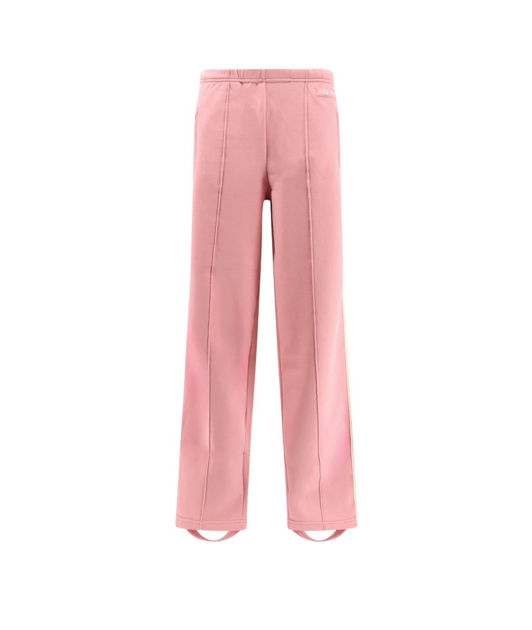 MIU MIU Розовые полиамидовые прямые брюки, фото 1