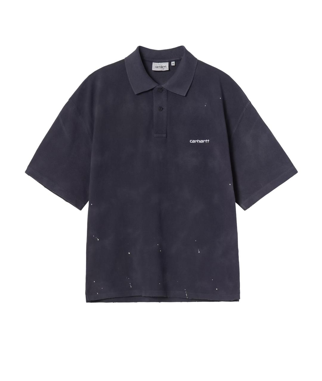 CARHARTT WIP Темно-синее хлопковое поло с коротким рукавом, фото 1