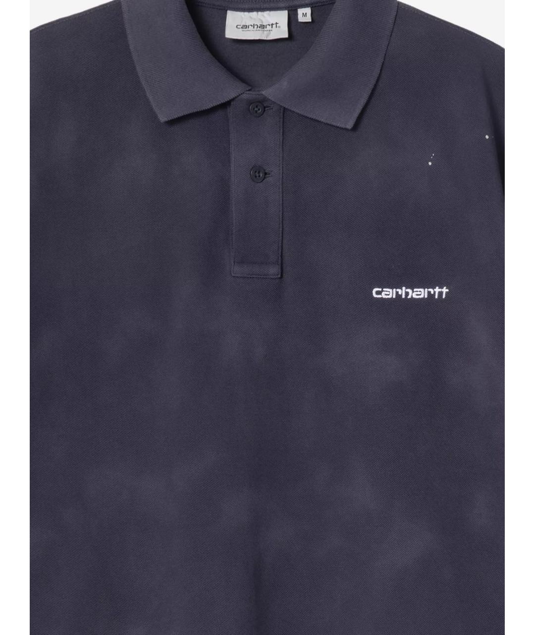 CARHARTT WIP Темно-синее хлопковое поло с коротким рукавом, фото 3