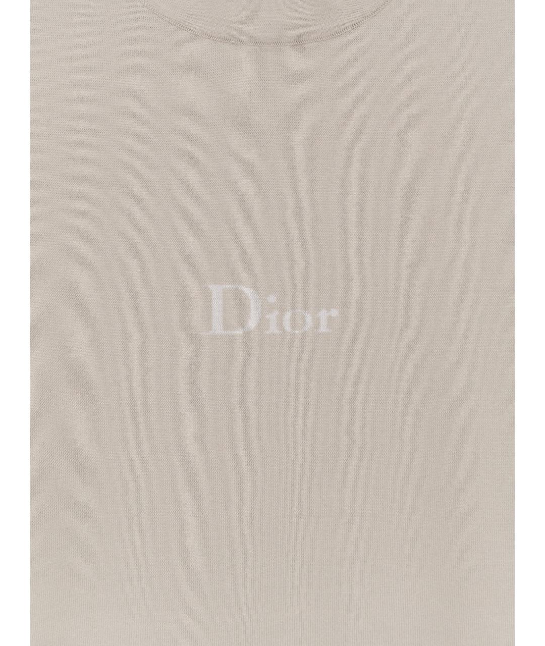 CHRISTIAN DIOR Бежевая хлопковая футболка, фото 3