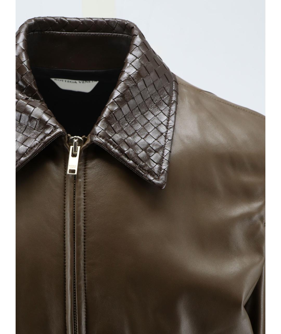 BOTTEGA VENETA Зеленая кожаная куртка, фото 3