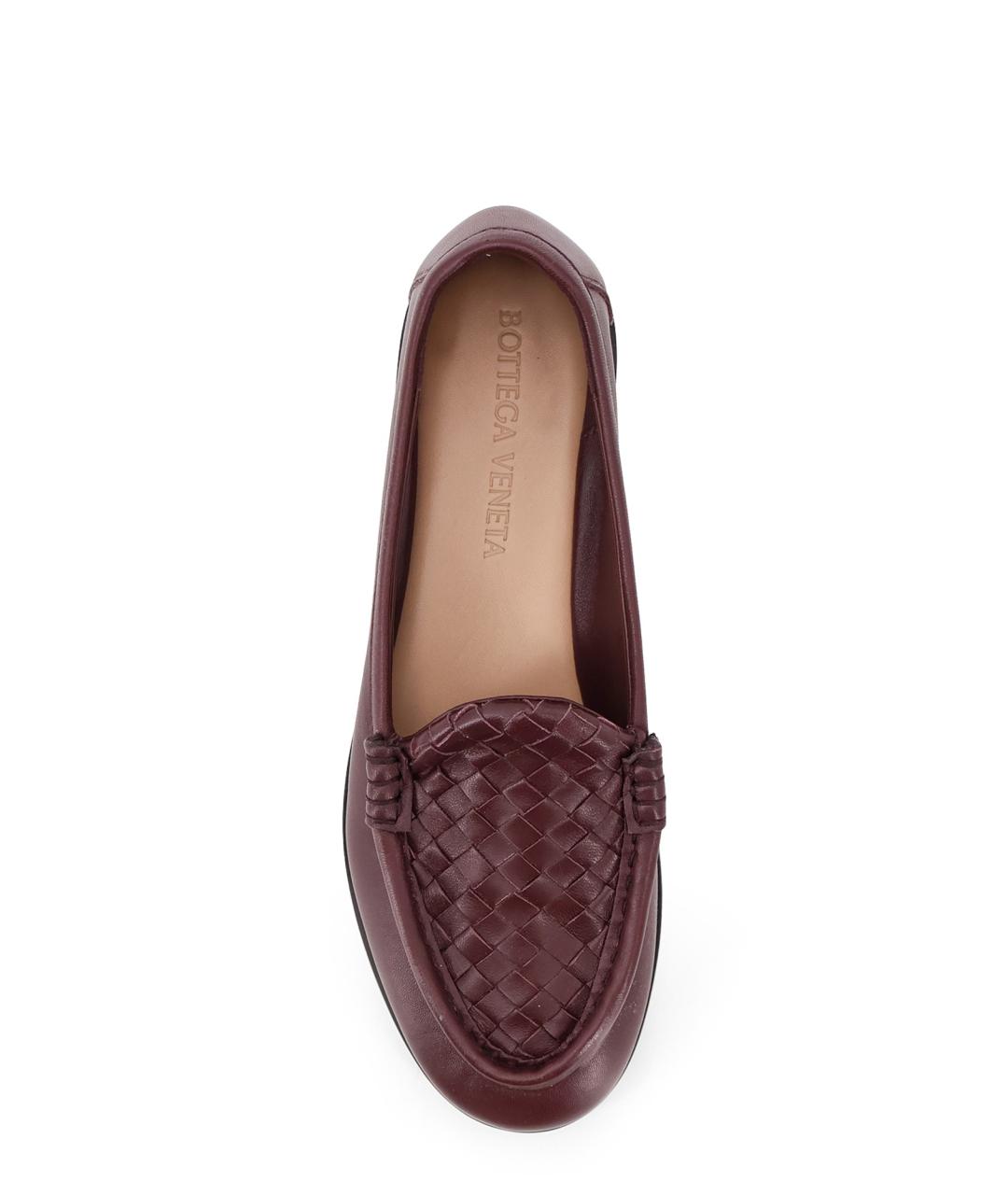 BOTTEGA VENETA Бордовые кожаные лоферы, фото 5