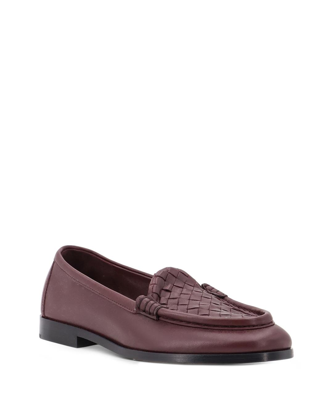 BOTTEGA VENETA Бордовые кожаные лоферы, фото 2