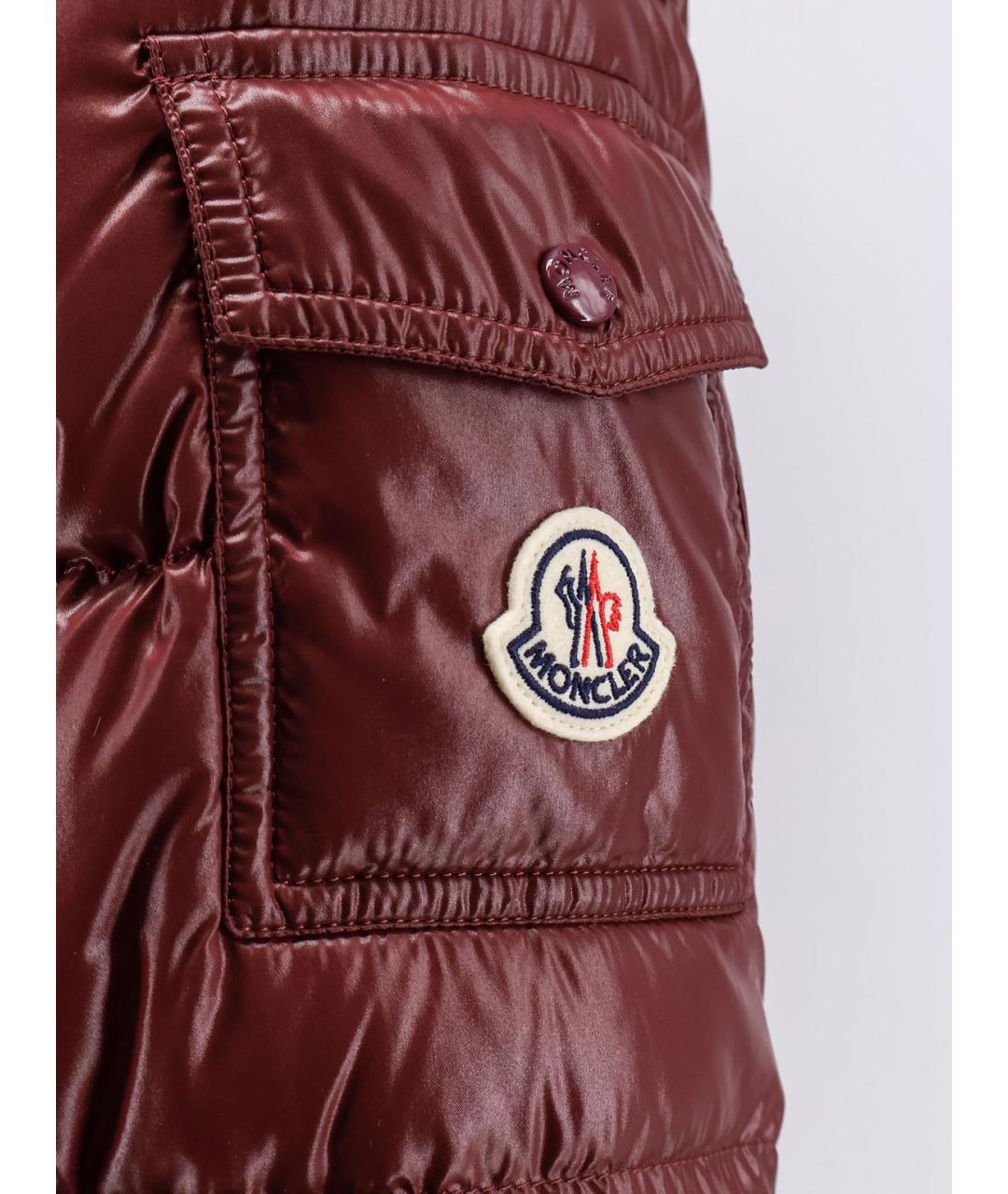 MONCLER Бордовый полиамидовый пуховик, фото 3